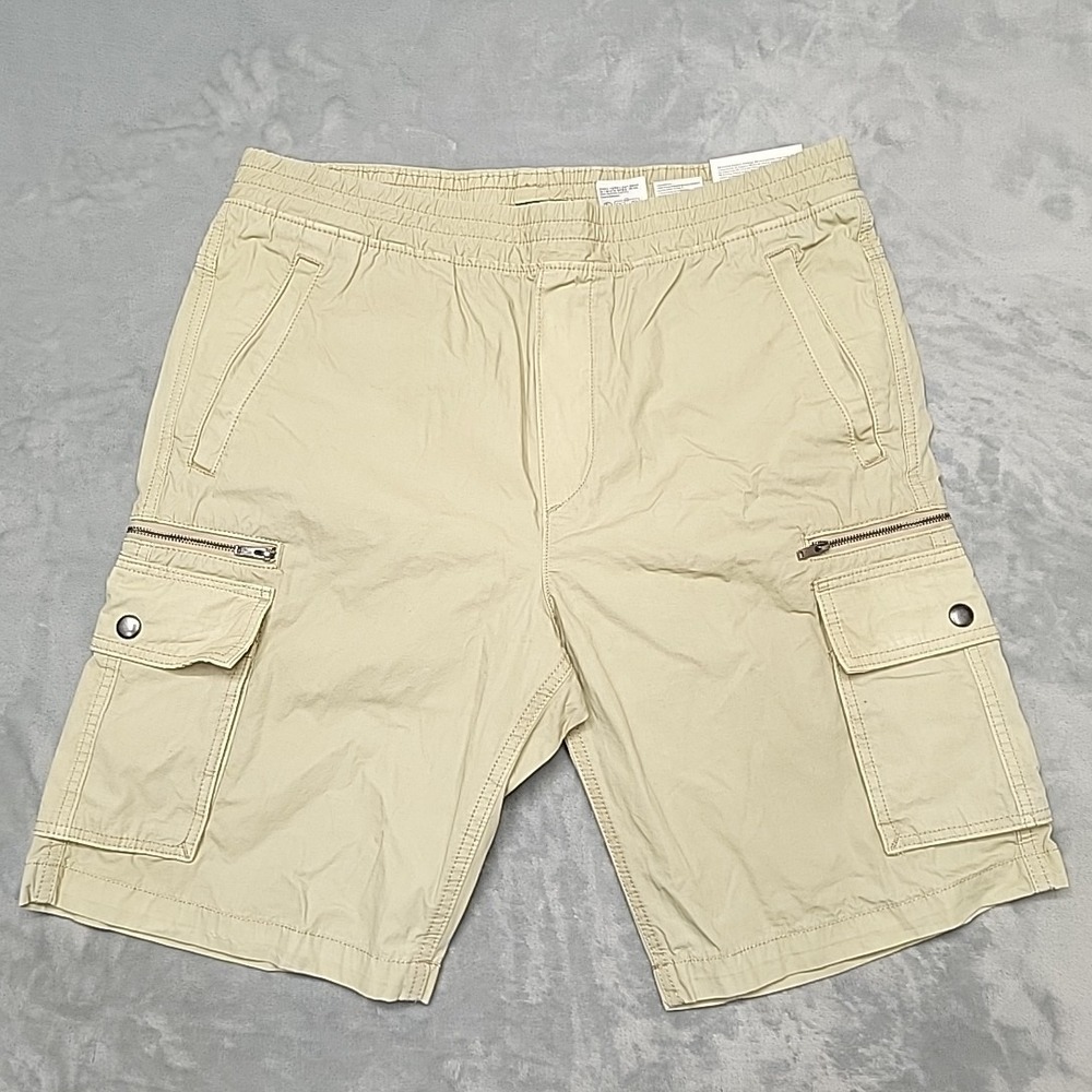 H&M Shorts Mens Medium Beige Cargo Slim Fit Mid Length Recycled Cotton Casual